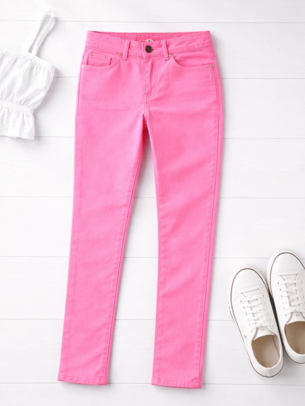 Old Navy Girls’ Size 8 Neon Pink Stretch Straight Leg Pants